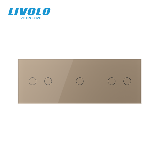 Сенсорний вимикач 5 сенсорів (2-1-2) Livolo золото скло (VL-C702/C701/C702-13) Коломыя