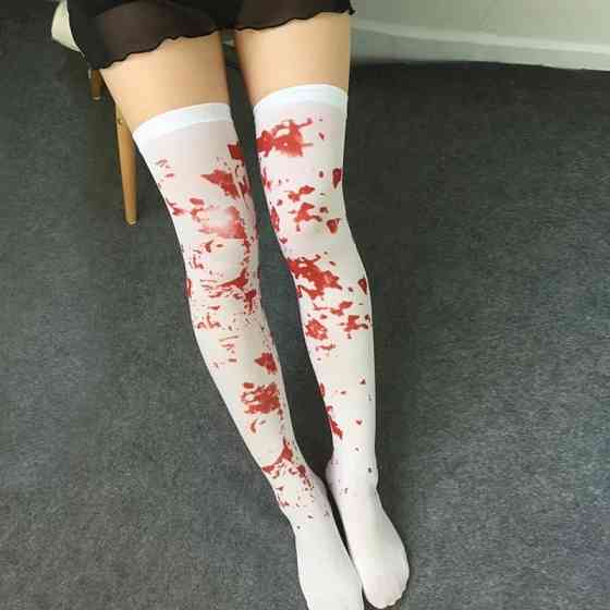 Одяг для Хеллоуїна панчохи one size біло-червоний Київ
