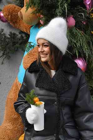 Женская стильная двубортная дубленка под пояс Черный 2, 44/46 Одесса