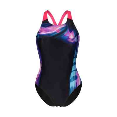 Купальник Arena Dreamhline Swimsuit V Back 008328-500 чорний, фіолетовий, бірюзовій 38 (3468337427957) Вінниця