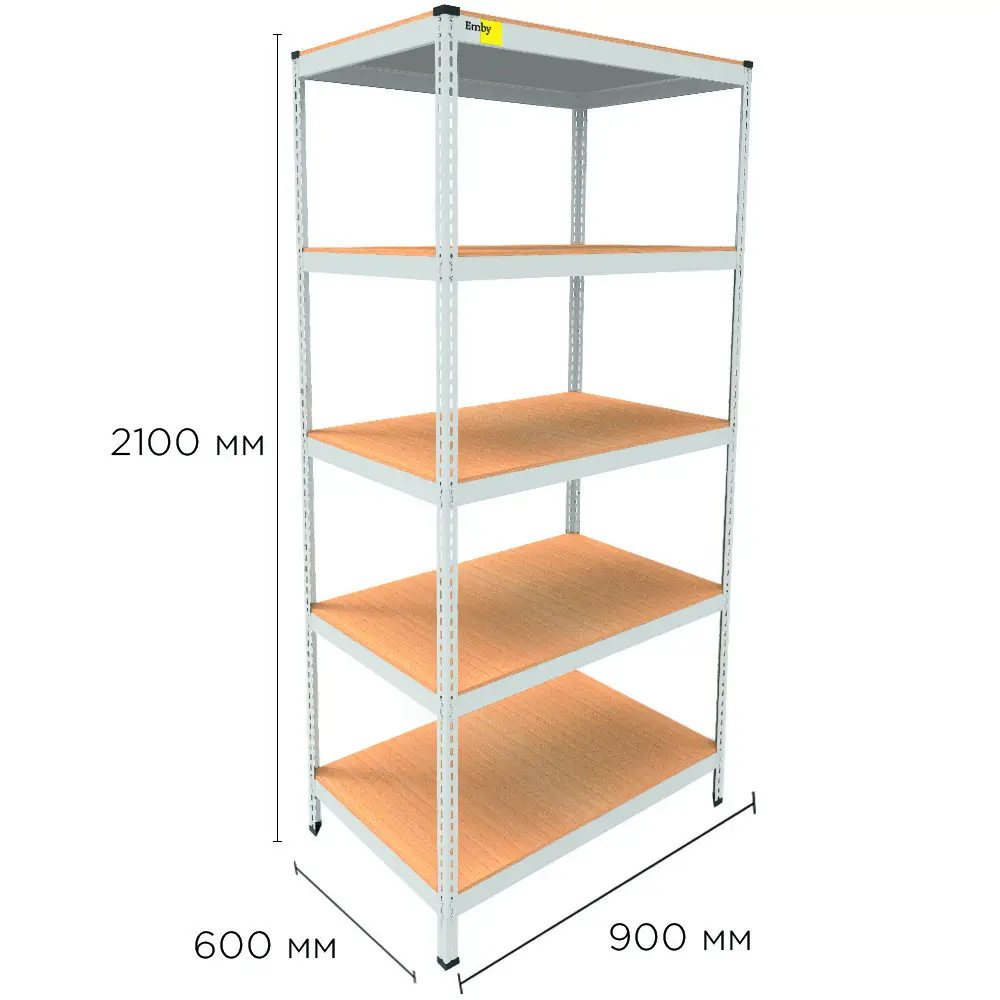 Металевий стелаж Emby Light Series (розмір 2100х900x450мм) 5 полиць ДСП до 100кг Білий Вінниця - фото 4