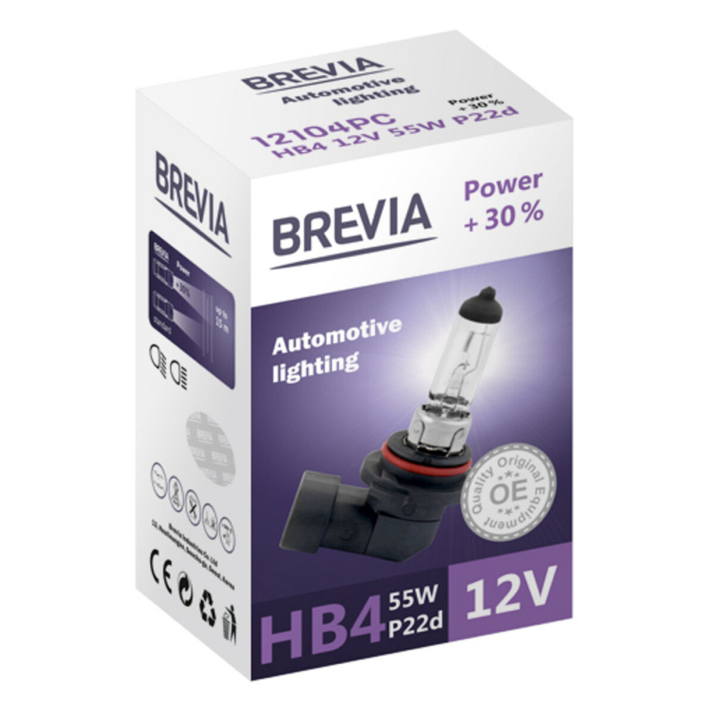 Галогенова лампа Brevia HB4 12V 55W P22d Power +30% CP Киев - изображение 1