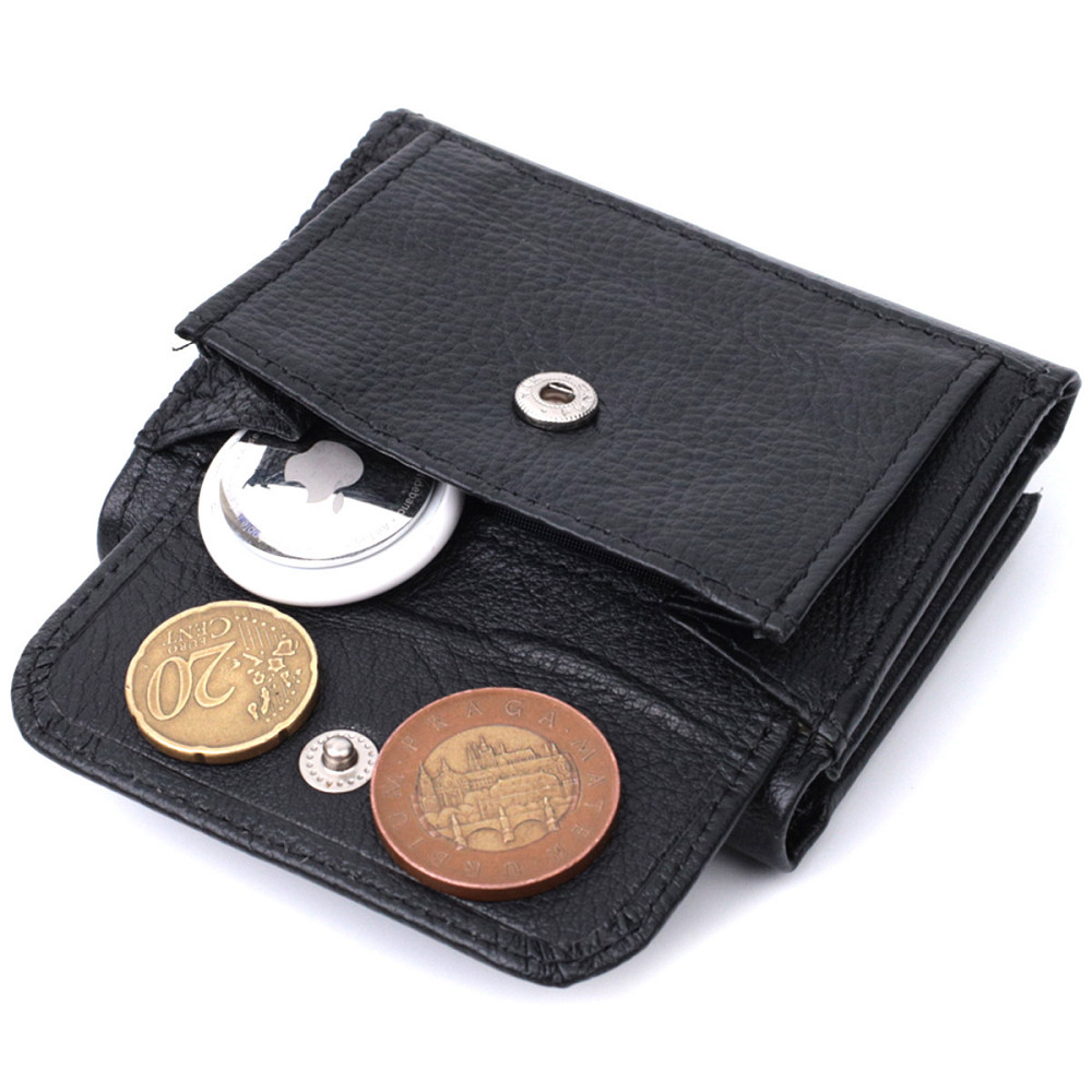 Удобный компактный кошелек с монетницей из натуральной кожи ST Leather 22742 Черный Киев - изображение 8