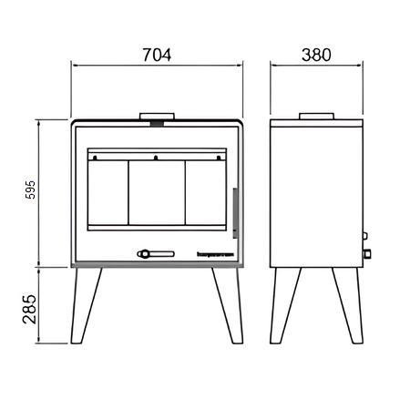 Печь-камин на дровах Hosseven 5070 L 10 кВт на высоких ножках стальная буржуйка со стеклом и шамотом верхний дымоход Тернополь - изображение 2