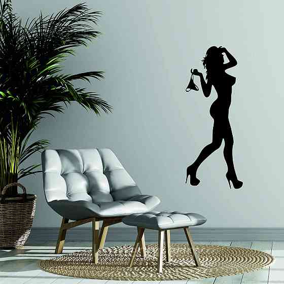 Декоративное настенное Панно «Силуэт женщины», Декор на стену 90*36 см, Черный Киев