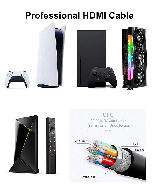 Кабель HDMI-HDMI Ubluker 10K/8K/4K, 48 Гбіт/с, 3м Луцьк - фото 2