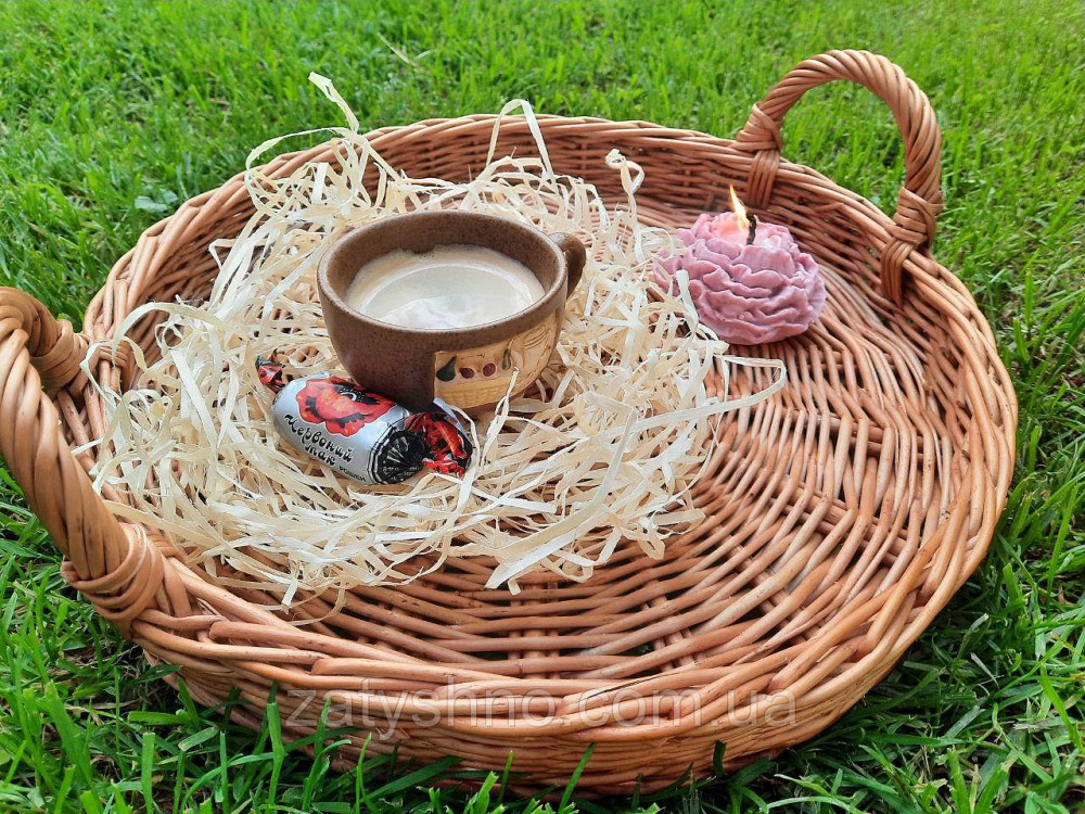 Поднос плетеный из лозы, круглый с ручками Киев - изображение 6