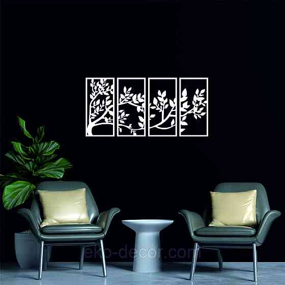 Декоративне настінне Панно «Весна», Декор на стіну 90*187 см, Білий Київ