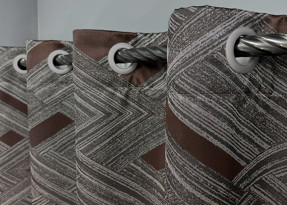 Комплект штор на люверсах VR-Textil Жаккард Mystery № 1623ш Серый с венге 150х280 см 2 шт (37-0205) Киев - изображение 5