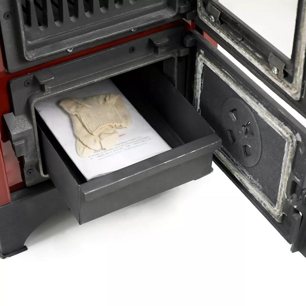 Піч-камін на дровах Hosseven 9008 MINI 7 кВт сталева буржуйка з шамотом та склом верхній димохід Туреччина Тернопіль - фото 6