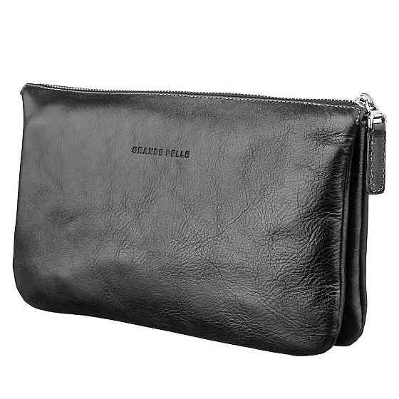 Барсетка мужская GRANDE PELLE 11146 в гладкой коже Черная Киев