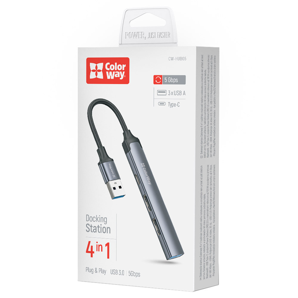 Хаб USB 3.0 -> 2xUSB 2.0+1xUSB 3.0+1xUSB-C Grey ColorWay Вінниця - фото 6