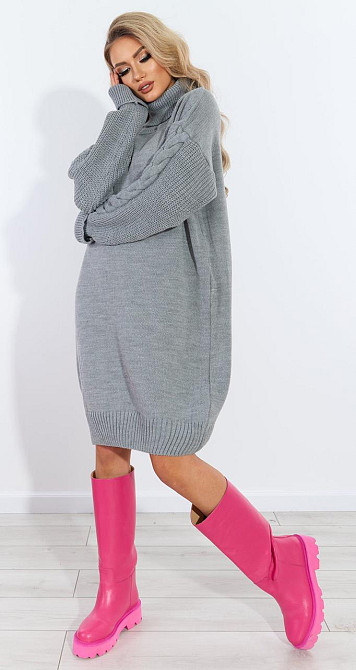 В'язаний об'ємний светр плаття з візерунком (42-48) Київ - фото 2