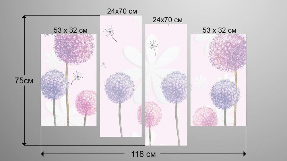 Модульна картина Абстракція Кульбаби Art-39_4 Київ - фото 3