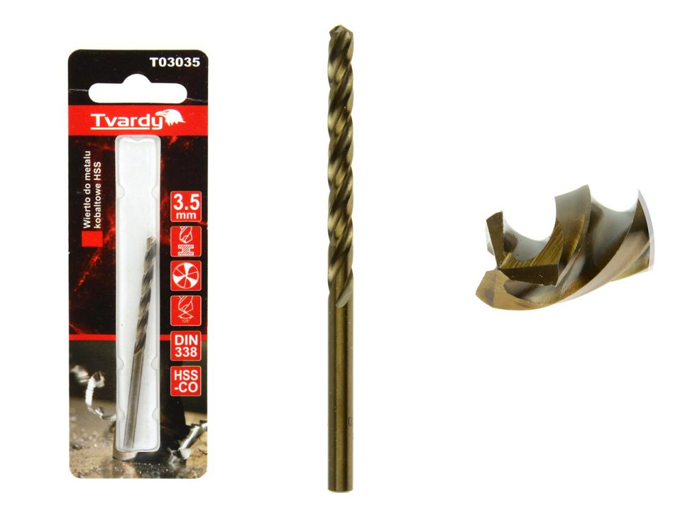 Свердло металу кобальтове "Tvardy" HSS-Co M35 (DIN338) діаметром  3,5мм Киев - изображение 1