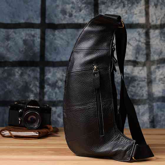 Мужская сумка с большим количеством карманов из натуральной кожи Vintage 22961 Черный Киев