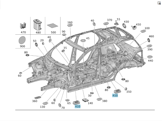 Mercedes-Benz  A2046900009 Упор під домкрат - піддомкратник на кузові C-Class W205 E-Class W213 C238 ML GLE W166 C293 GL GLS X166 Одеса