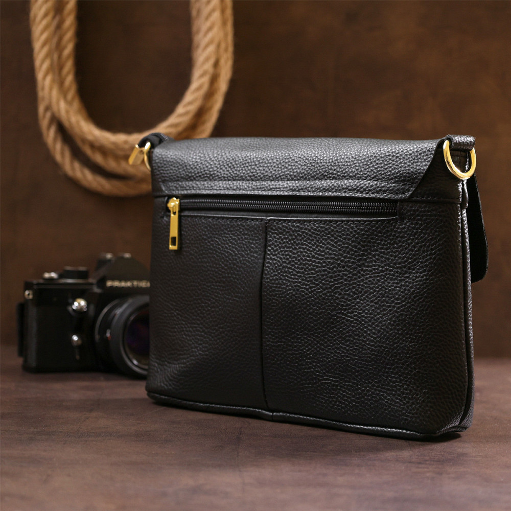 Невелика жіноча шкіряна сумка Vintage 20685 Чорний Київ - фото 8