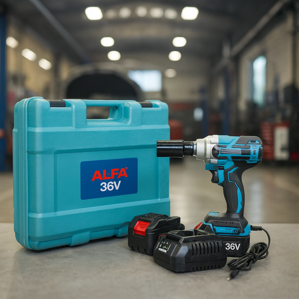 Потужний акумуляторний гайковерт AL‑FA без щіток, у наборі, для СТО і шиномонтажу гайковерт акумуляторний 36V Львів - фото 1