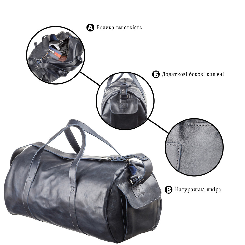 Сумка дорожная Синяя (GRANDE PELLE) Киев - изображение 18