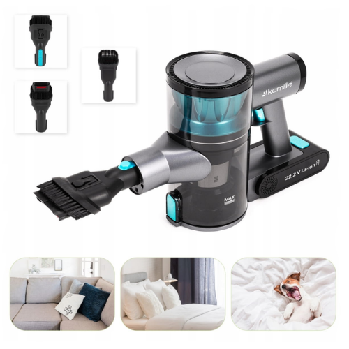 Пилосос бездротовий 135W вертикальний 2в1 чорний/зелений 6902 KAMILLE Житомир