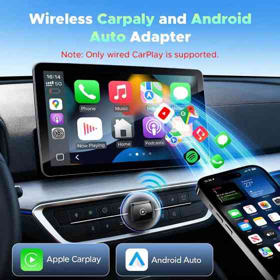 Автомобільний безпровідний адаптер CarPlay та Android Auto через дзеркальне відображення RC34 Луцьк