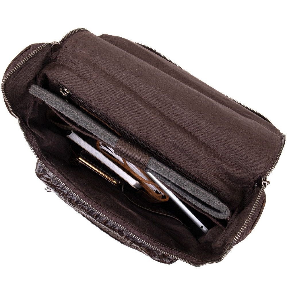 Рюкзак під рептилію шкіряний Vintage 20430 Коричневий Київ - фото 7