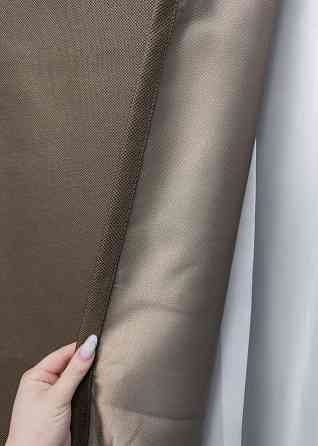 Комплект штор VR-Textil рогожка преміум TERRA LUXE 100х270 2шт і Тюль 300х270 1860ш-115т какао з білим 71-078/1 Київ