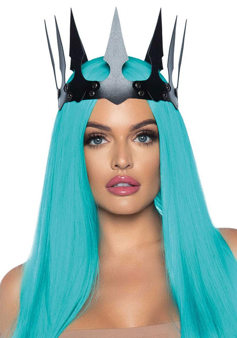 Корона злої королеви Leg Avenue Faux leather spiked crown Black, штучна шкіра, заклепки Sex Aura Київ - фото 1