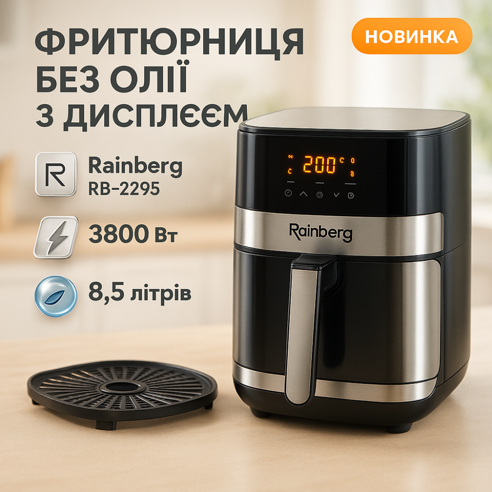 Фритюрниця електрична для фрі Rainberg, Фритюрниця знежирена Потужна без олії CY-15 Львів - фото 13