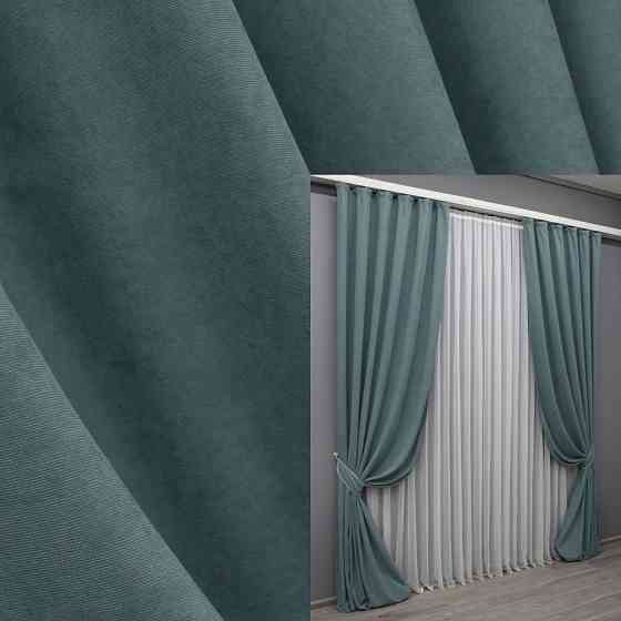 Комплект готовых штор VR-Textil Микровелюр Petek № 1507ш Серо-голубой 150х285 см 2 шт (33-0389) Киев