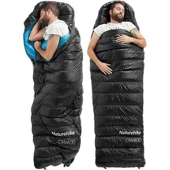 Спальний мішок із натуральним пухом Naturehike CW400 NH18C400-D M Чорно-блакитний Вінниця