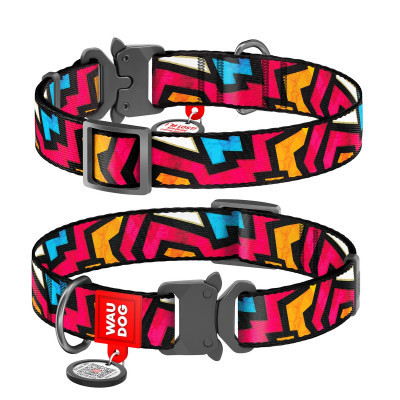 Нашийник для тварин WAUDOG Nylon з QR паспортом "Графіті" металева пряжка-фастекс М (5116) Вінниця - фото 1