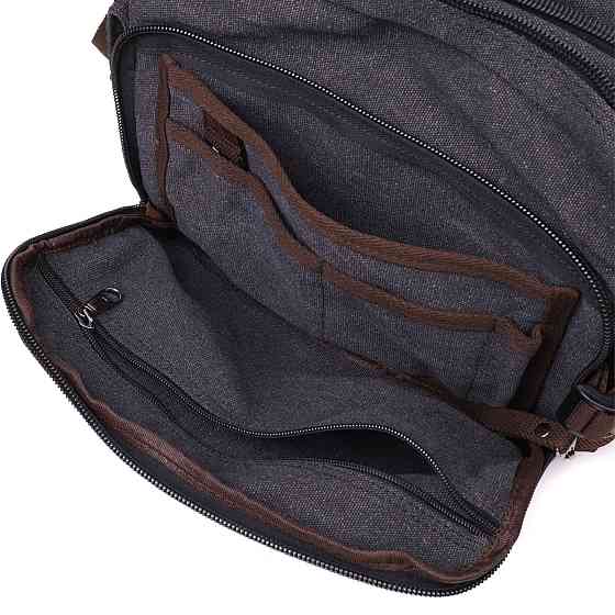 Чоловіча сумка месенджер із щільного текстилю Vintage 22204 Чорний Київ