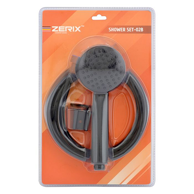 ZERIX Душовий набір Shower SET-02В (шланг, лійка, кронштейн) чорний Харків - фото 1