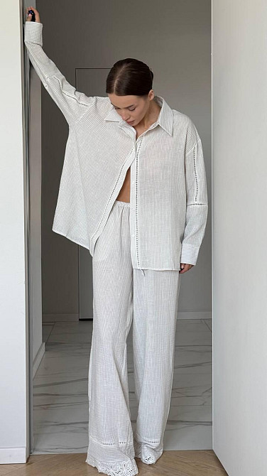 Жіночий домашній комплект-трійка Бежевий M Харків - фото 2