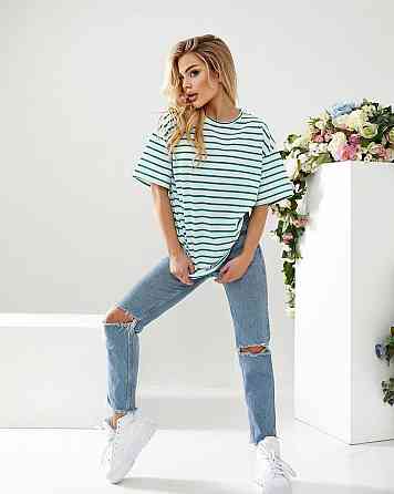 Удлиненная футболка в полоску