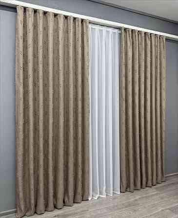 Комплект штор VR-Textil Лен Букле № 1886ш Капучино 200х270 см 2 шт (32-243) Киев