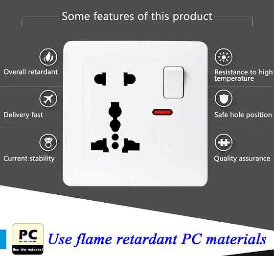 Універсальна розетка Delviz для всіх типів вилок (13 А, 250V) з вимикачем DZ-E1-11 (Сіра) Миколаїв