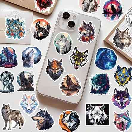 Набор из 50 водостойких наклеек «Волки» | Виниловые наклейки для ноутбука, доски, гитары или скейтборда Киев