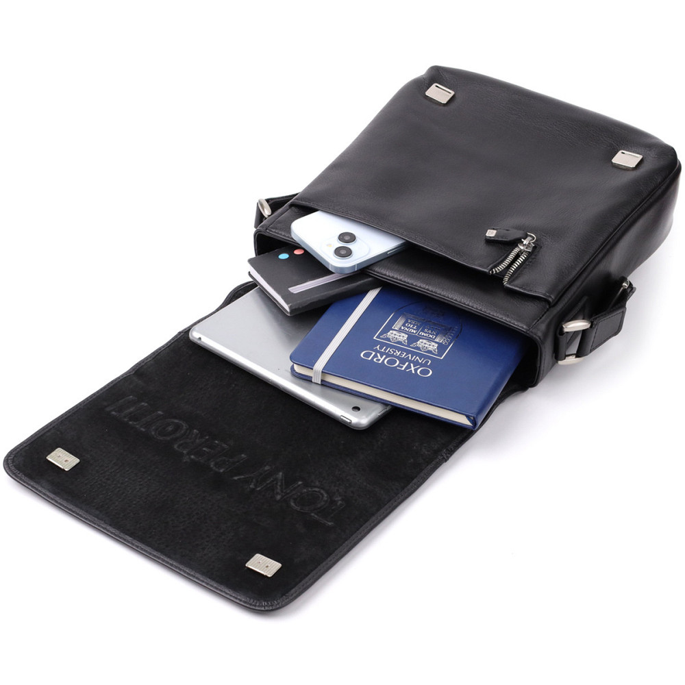 Чоловіча сумка через плече з м'якої натуральної шкіри Tony Perotti 20845_1 (9207-24 nero) Чорний Київ - фото 9