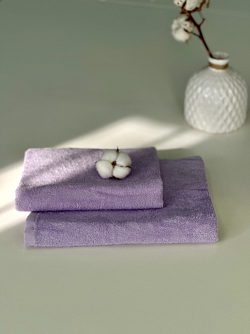 Комплект рушників Ideal Textile однотонних 50х90см + 70х140см 400 г/м2 (56860932) Ліловий Чернівці - фото 1