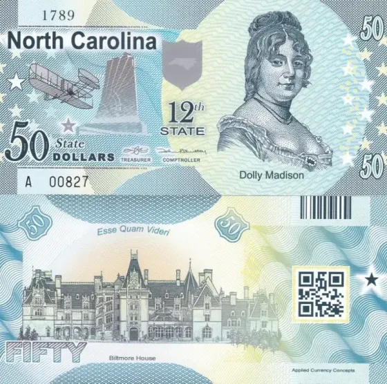 Fantasy/США — 50 Dollars 2014 — 12th state North Carolina — Polymer — Сувенір — UNC Полтава
