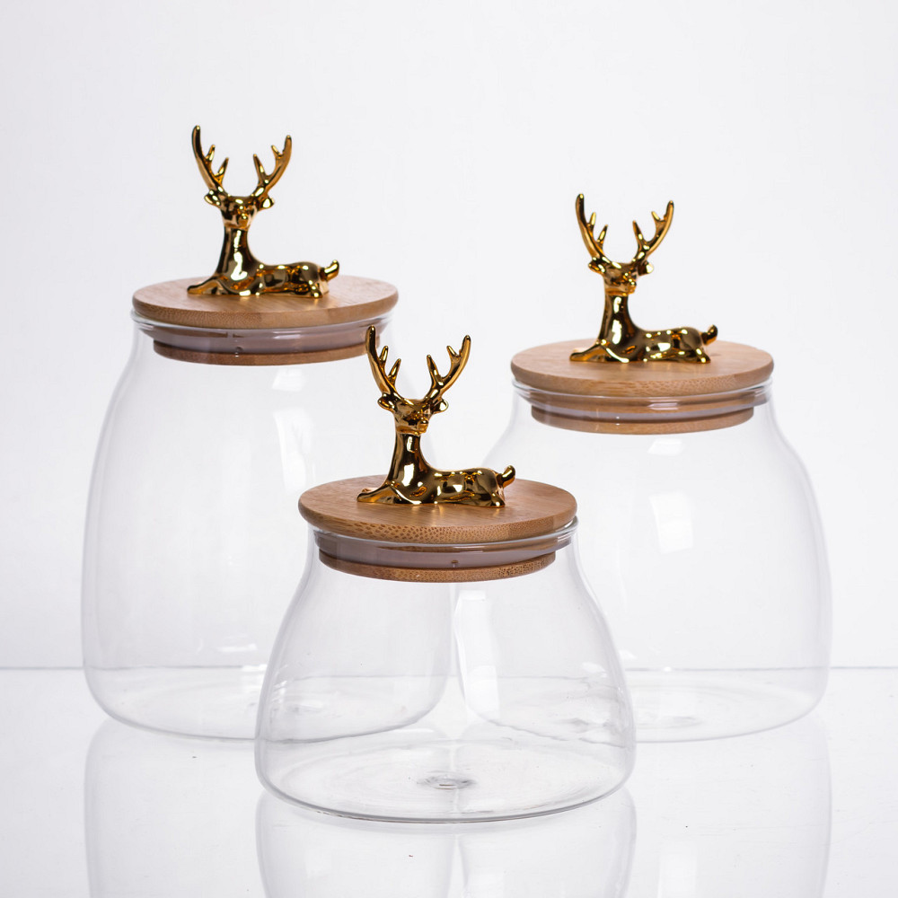 Набор банок для хранения с бамбуковыми крышками, 3 шт. Киев - изображение 1