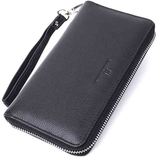 Красивый клатч унисекс на одно отделение из натуральной кожи Черный (ST Leather) Киев