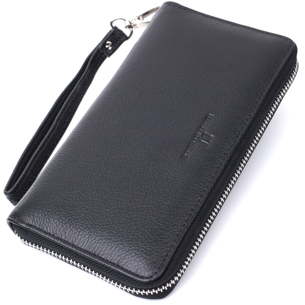 Красивый клатч унисекс на одно отделение из натуральной кожи Черный (ST Leather) Киев - изображение 5