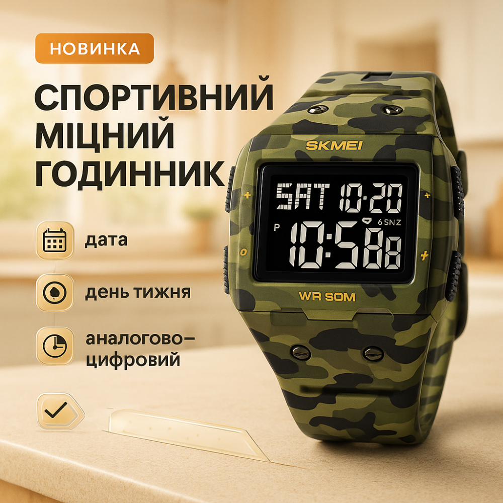 Протиударний військовий чоловічий годинник SKMEI, Кращий військовий годинник Протиударний AY-28 Львів - фото 3