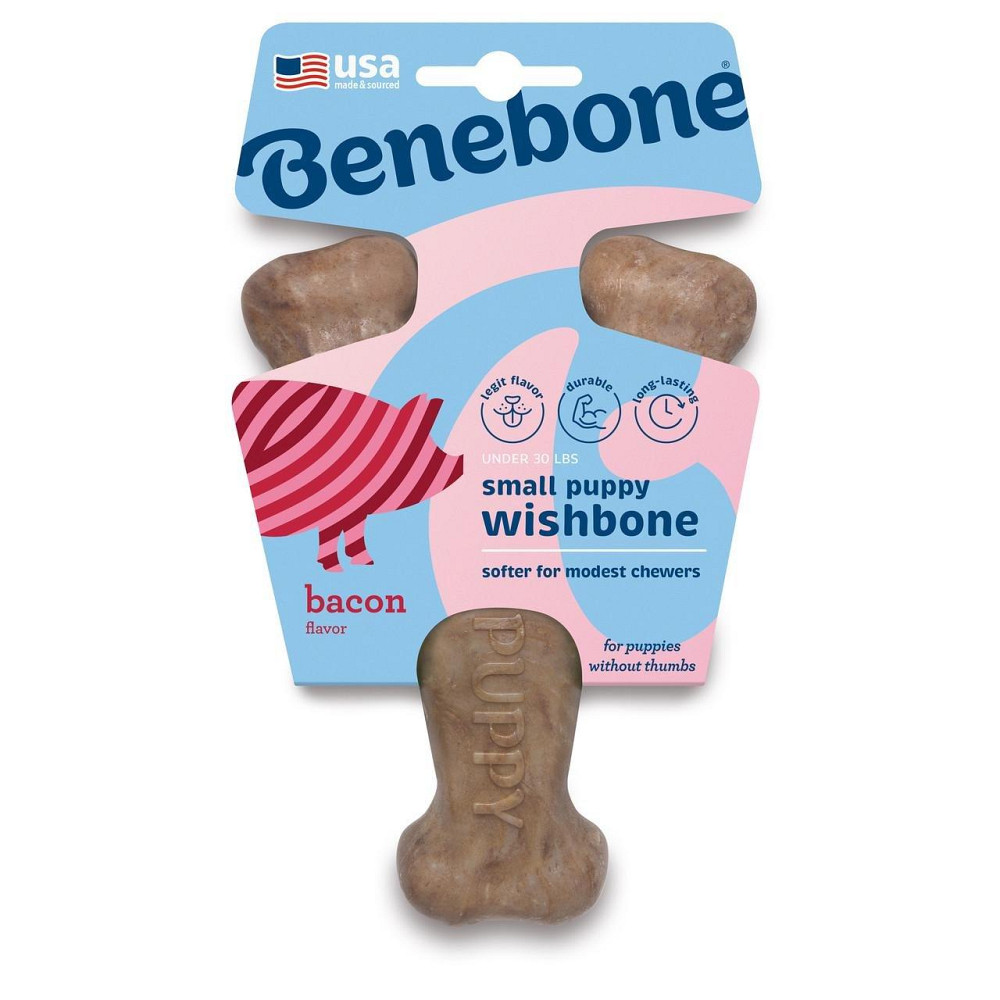 Жувальна іграшка для собак Бенебон Benebone Puppy Wishbone Bacon зі смаком бекону для цуценят до 13 кг (розмір S) Вінниця - фото 1