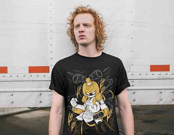 Футболка для хлопчика з аніме принтом Медаботс Волуме Медабот Відео оверсайз (зріст від 165 до 180) Чорний AnimeJ0857m Дніпро