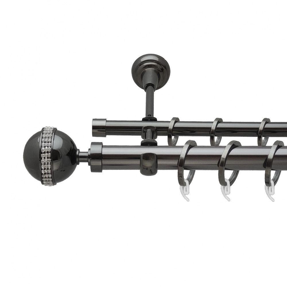 Карниз Orvit Авея металевий дворядний відкритий гладка труба кільце фасонне металеве  Онікс 25\16 мм 240 см (6708000) Львів - фото 1